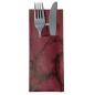 Preview: 30 Bestecktaschen mit Serviette bordeaux marmoriert 20 cm