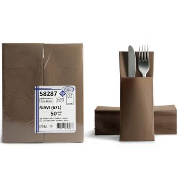 50 Airlaid Besteckservietten Bestecktaschen braun