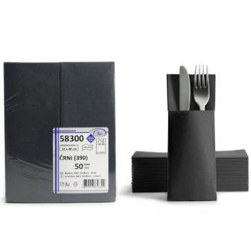 50 Airlaid Besteckservietten Bestecktaschen schwarz