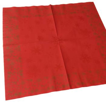 50 Servietten Weihnachten Airlaid 40x40cm rot mit Schneeflocken-Motiv