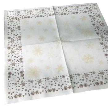 50 Servietten Weihnachten Airlaid 40x40cm weiß mit Schneeflocken-Motiv