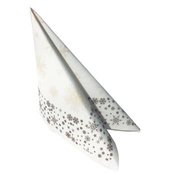50 Servietten Weihnachten Airlaid 40x40cm weiß mit Schneeflocken-Motiv