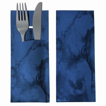 520 Bestecktaschen mit Serviette blau 20 cm