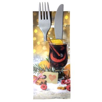 30 Bestecktaschen mit Serviette Glühwein 20 cm Weihnachten