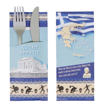 520 Bestecktaschen mit Serviette Grieche 20 cm