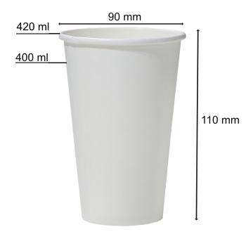 50 Pappbecher weiß 400 ml Trinkbecher 0,4 l