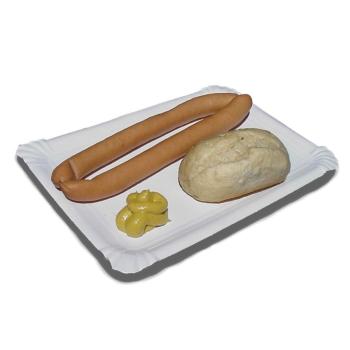 100 flache Pappteller weiß eckig 16 x 23 cm