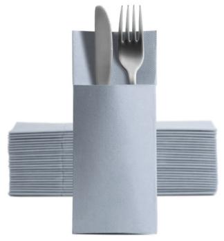50 Softpoint Besteckservietten Bestecktaschen grau