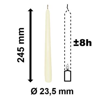 10 Spitzkerzen creme 23,5 x 245 mm