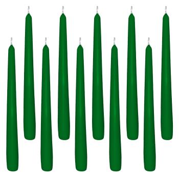 10 Spitzkerzen dunkelgrün 23,5 x 245 mm