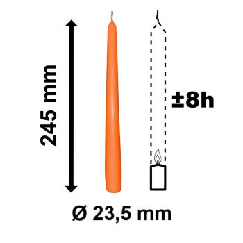 10 Spitzkerzen orange 23,5 x 245 mm