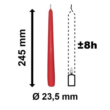 10 Spitzkerzen rot 23,5 x 245 mm