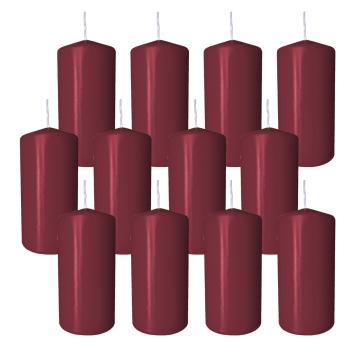 12 Stumpen Kerzen 60x120mm bordeaux