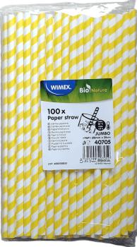 100 JUMBO Trinkhalme Spirale gelb Papier 8mm x 25cm Trinkröhrchen Strohhalme