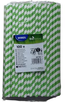 100 JUMBO Trinkhalme Spirale grün Papier 8mm x 25cm Trinkröhrchen Strohhalme