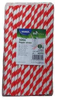 100 JUMBO Trinkhalme Spirale rot Papier 8mm x 25cm Trinkröhrchen Strohhalme