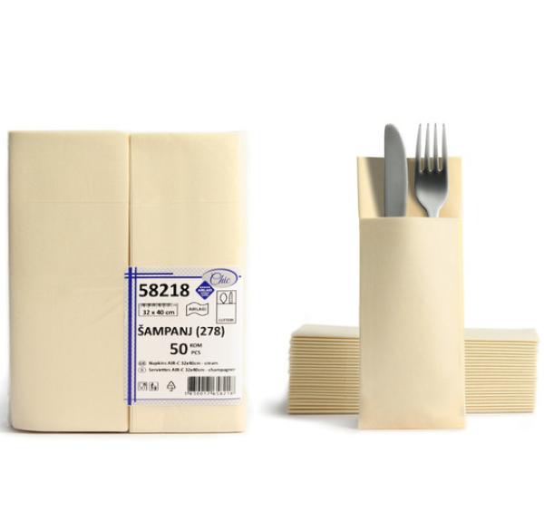 Bestecktaschen creme