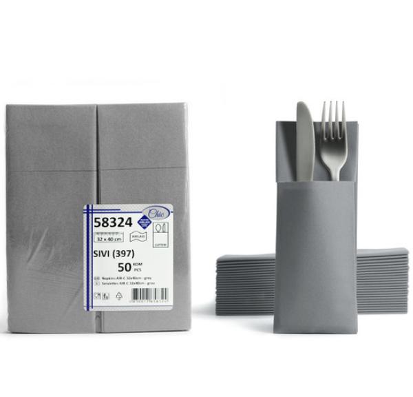 Bestecktaschen grau