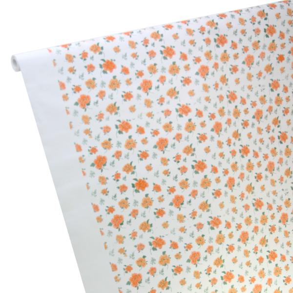 7m x 1,20m Papiertischdecke Dekor orange Rosen