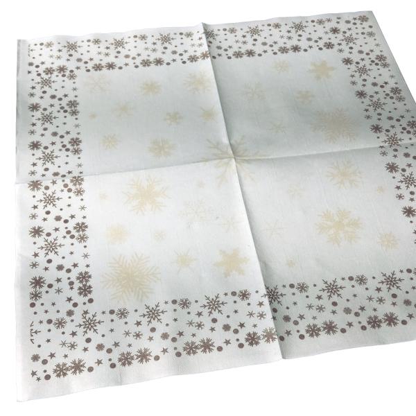 50 Servietten Weihnachten Airlaid 40x40cm weiß mit Schneeflocken-Motiv