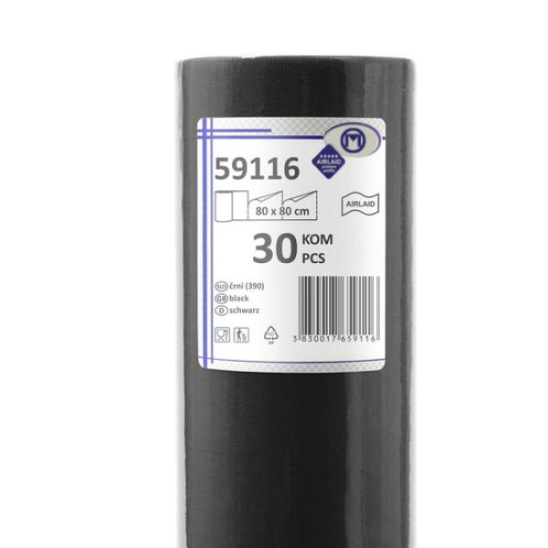 30 Mitteldecken 80cm x 80cm schwarz Vlies CHIC Airlaid perforiert