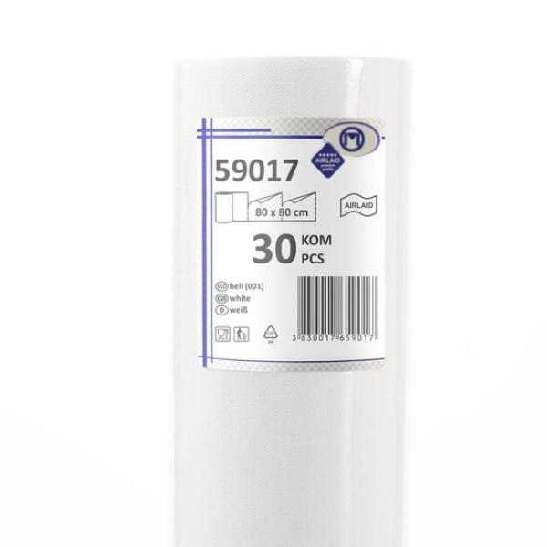 30 Mitteldecken 80cm x 80cm weiß Vlies CHIC Airlaid perforiert