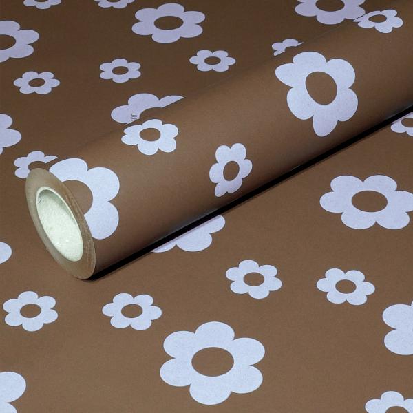 50m x 0,75m JUNOPAX® Geschenkpapier Blüte braun