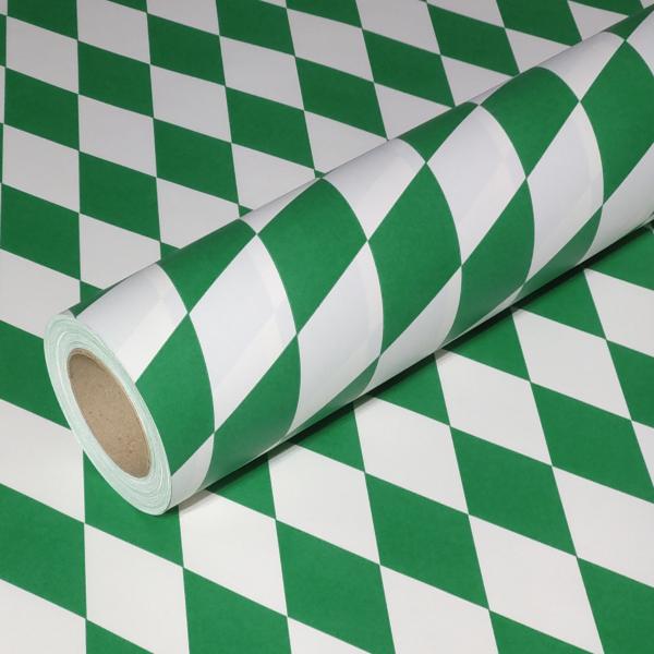 50m x 0,40m JUNOPAX® Geschenkpapier Raute grün-weiß