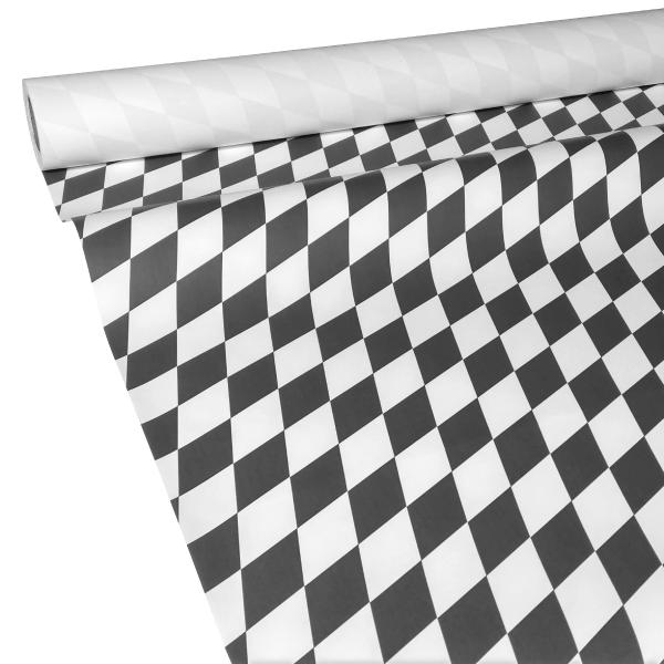 JUNOPAX Papiertischdecke 50m x 1,00m Raute schwarz-weiß
