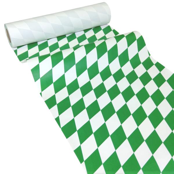 JUNOPAX Papier Tischläufer 50m x 0,40m Raute grün-weiß