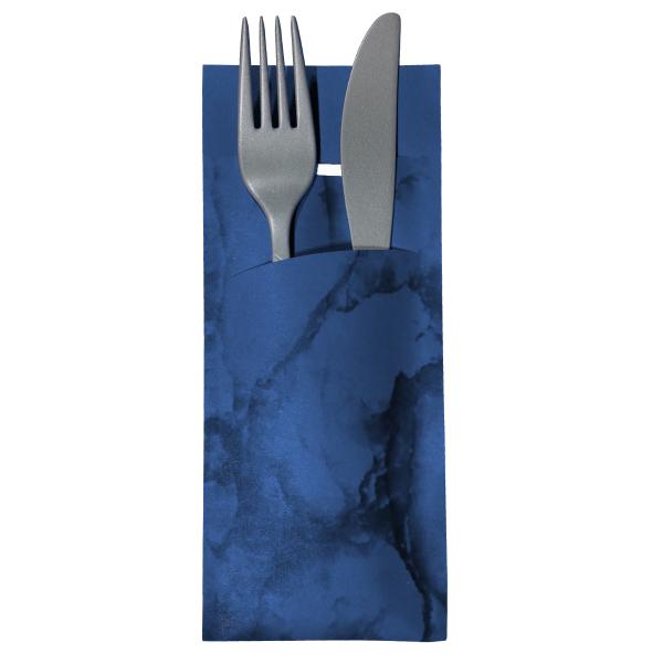 520 Bestecktaschen mit Serviette blau 20 cm