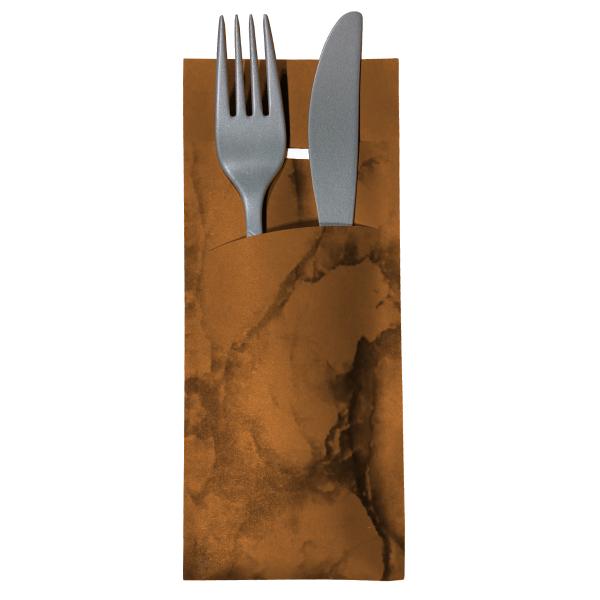520 Bestecktaschen mit Serviette Rost braun 20 cm