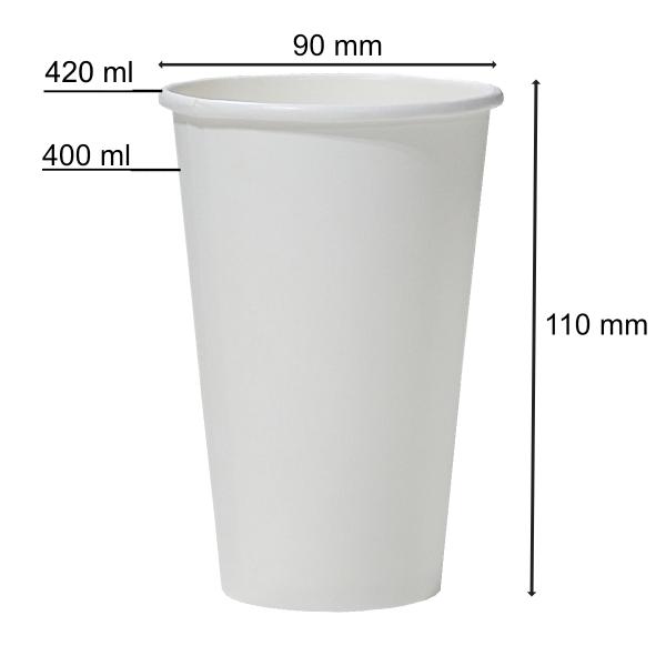 50 Pappbecher weiß 400 ml Trinkbecher 0,4 l