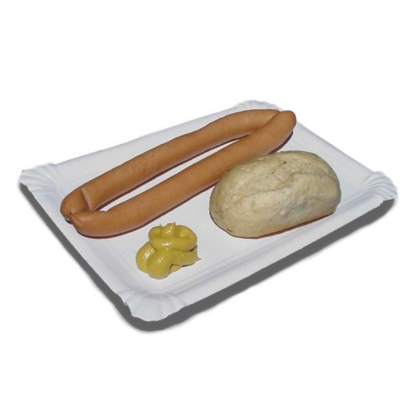 100 flache Pappteller weiß eckig 16 x 23 cm