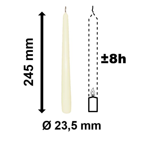 10 Spitzkerzen creme 23,5 x 245 mm