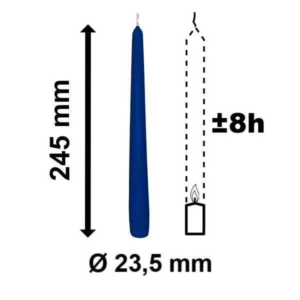 10 Spitzkerzen dunkelblau 23,5 x 245 mm