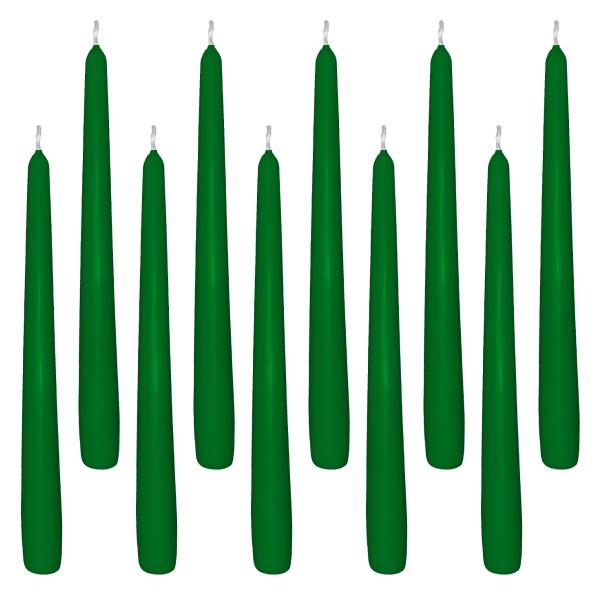 10 Spitzkerzen dunkelgrün 23,5 x 245 mm