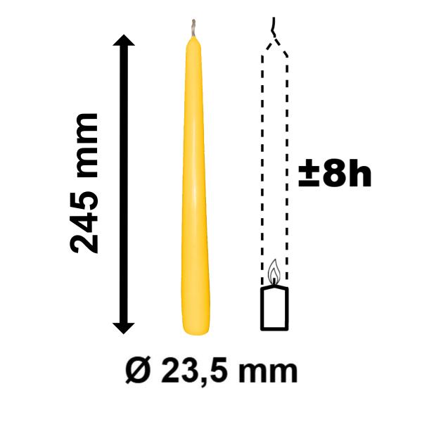 10 Spitzkerzen gelb 23,5 x 245 mm