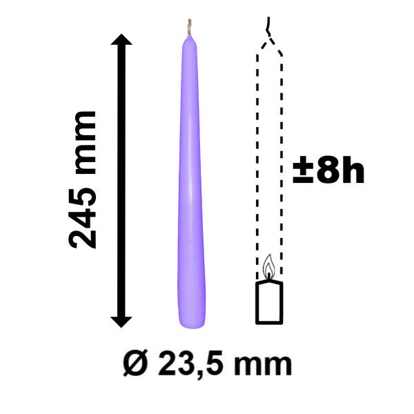 10 Spitzkerzen lila 23,5 x 245 mm