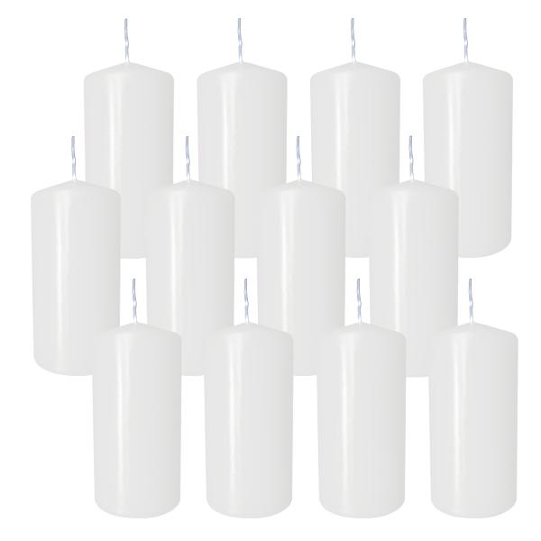 12 Stumpen Kerzen 60x120mm weiß