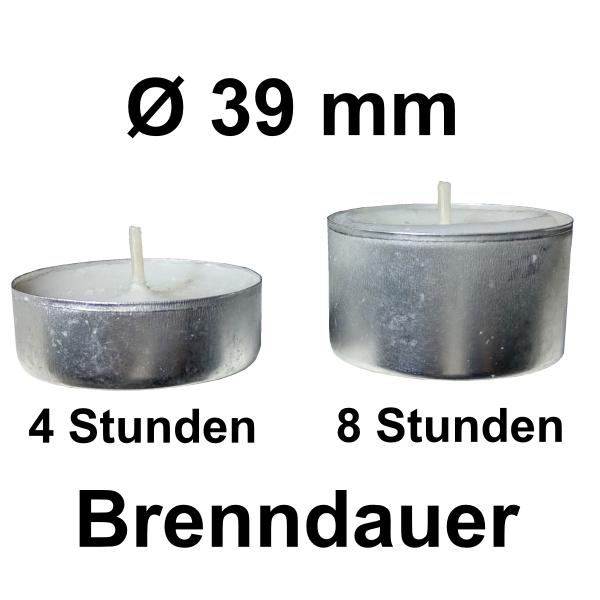 100 Teelichter 4 h Brenndauer Ø 39 mm