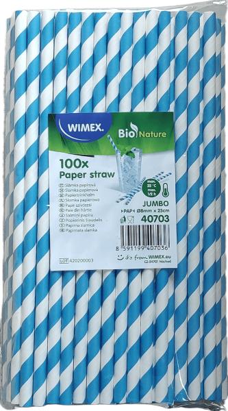 100 JUMBO Trinkhalme Spirale blau Papier 8mm x 25cm Trinkröhrchen Strohhalme