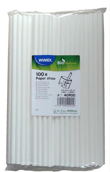 100 JUMBO Trinkhalme weiß Papier 8mm x 25cm Trinkröhrchen Strohhalme