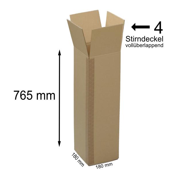 400 Versandhülsen 180 x 180 x 765 mm Faltkartons zweiwellig braun