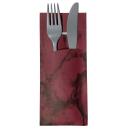 520 Bestecktaschen mit Serviette bordeaux marmoriert 20 cm